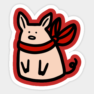 Red Ribbon Piggy Sticker